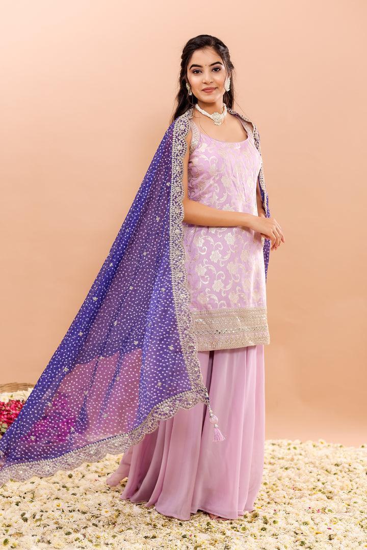Lilac/Purple Georgette Sharara