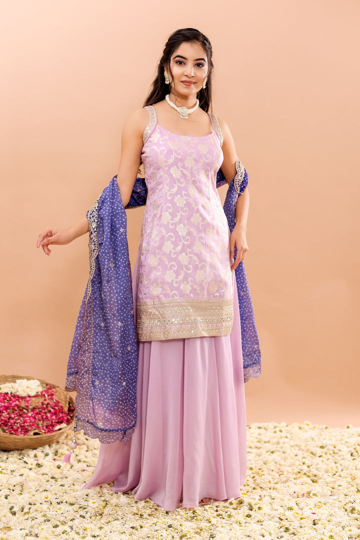 Lilac/Purple Georgette Sharara