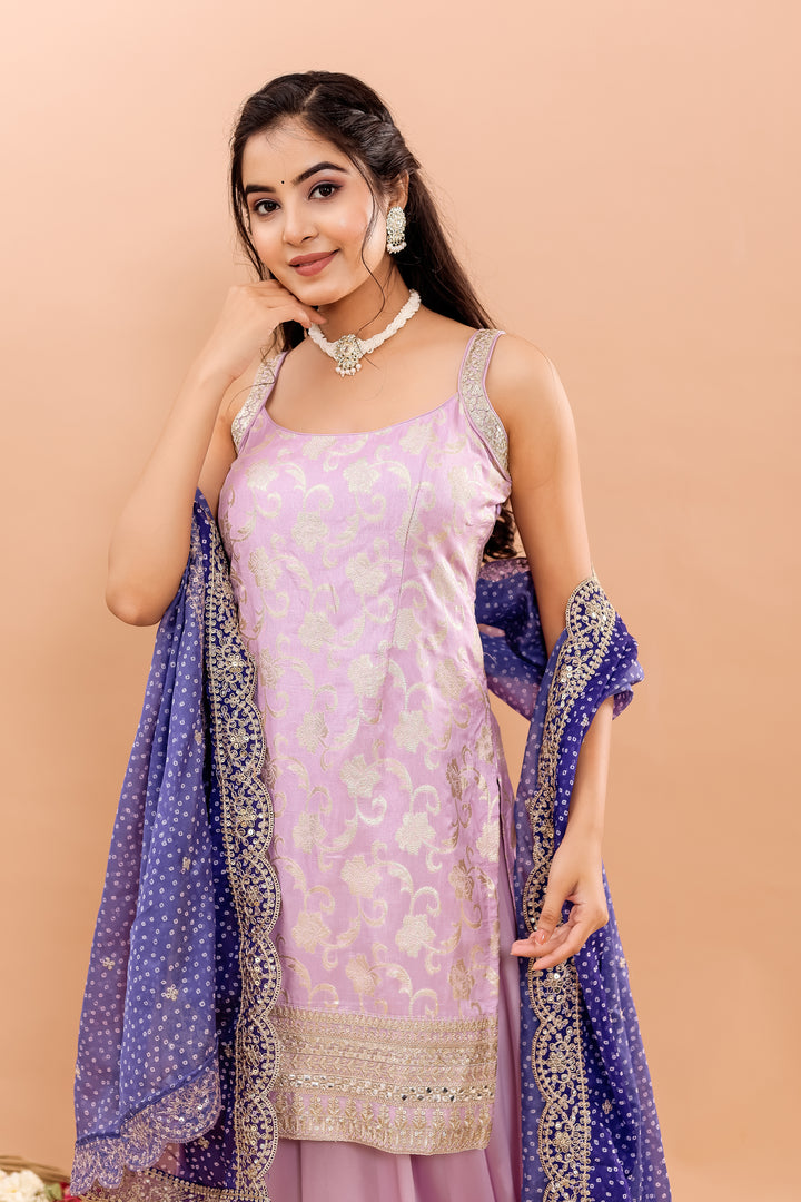 Lilac/Purple Georgette Sharara