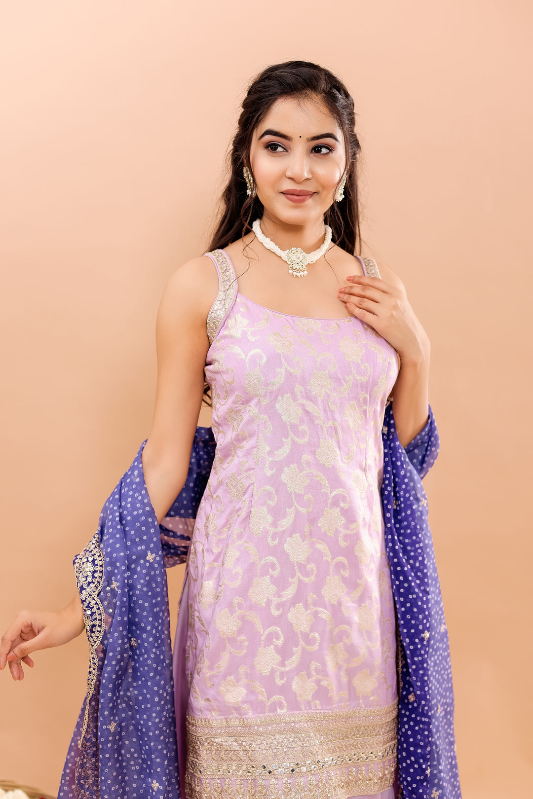 Lilac/Purple Georgette Sharara