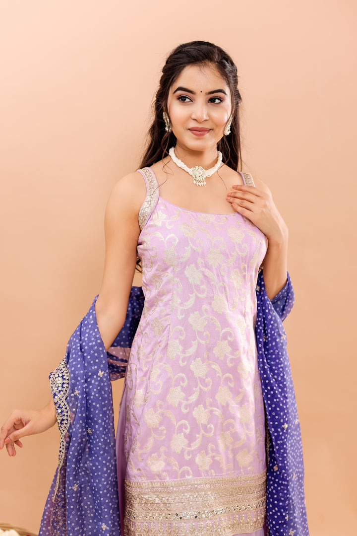 Lilac/Purple Georgette Sharara