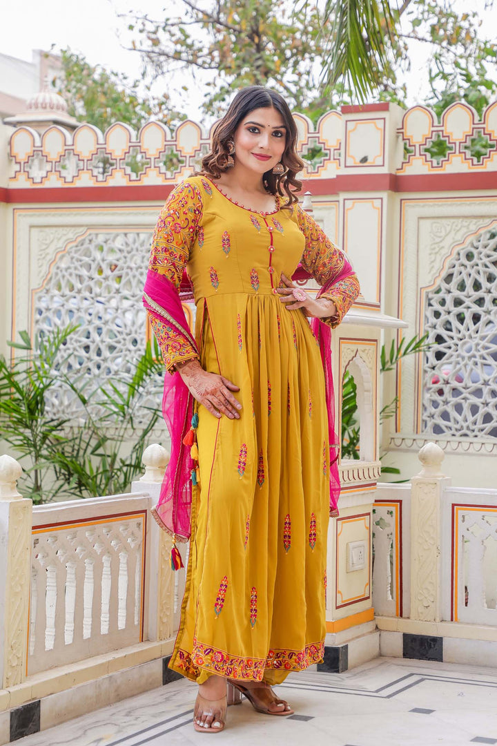 Yellow Naira Cut Kurta Set.