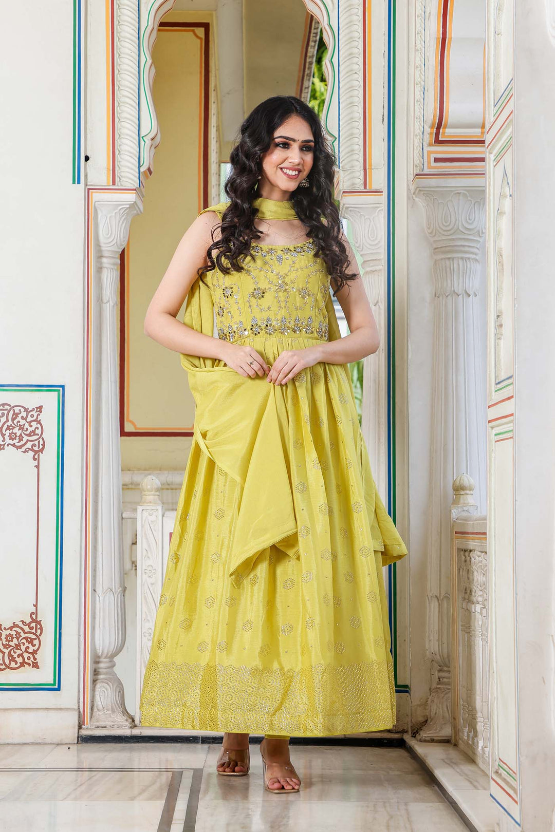 Mehandi Green Anarkali Suit