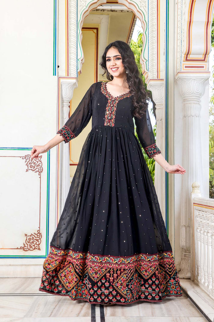 Black Anarkali Suit with Resham Work