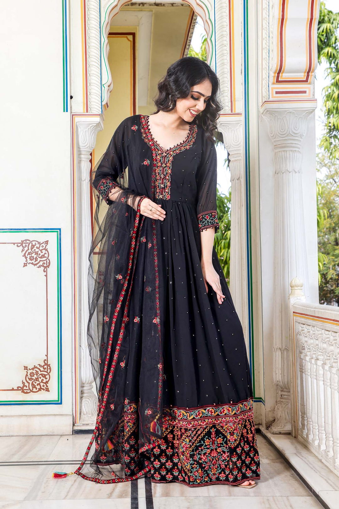 Black Anarkali Suit with Resham Work