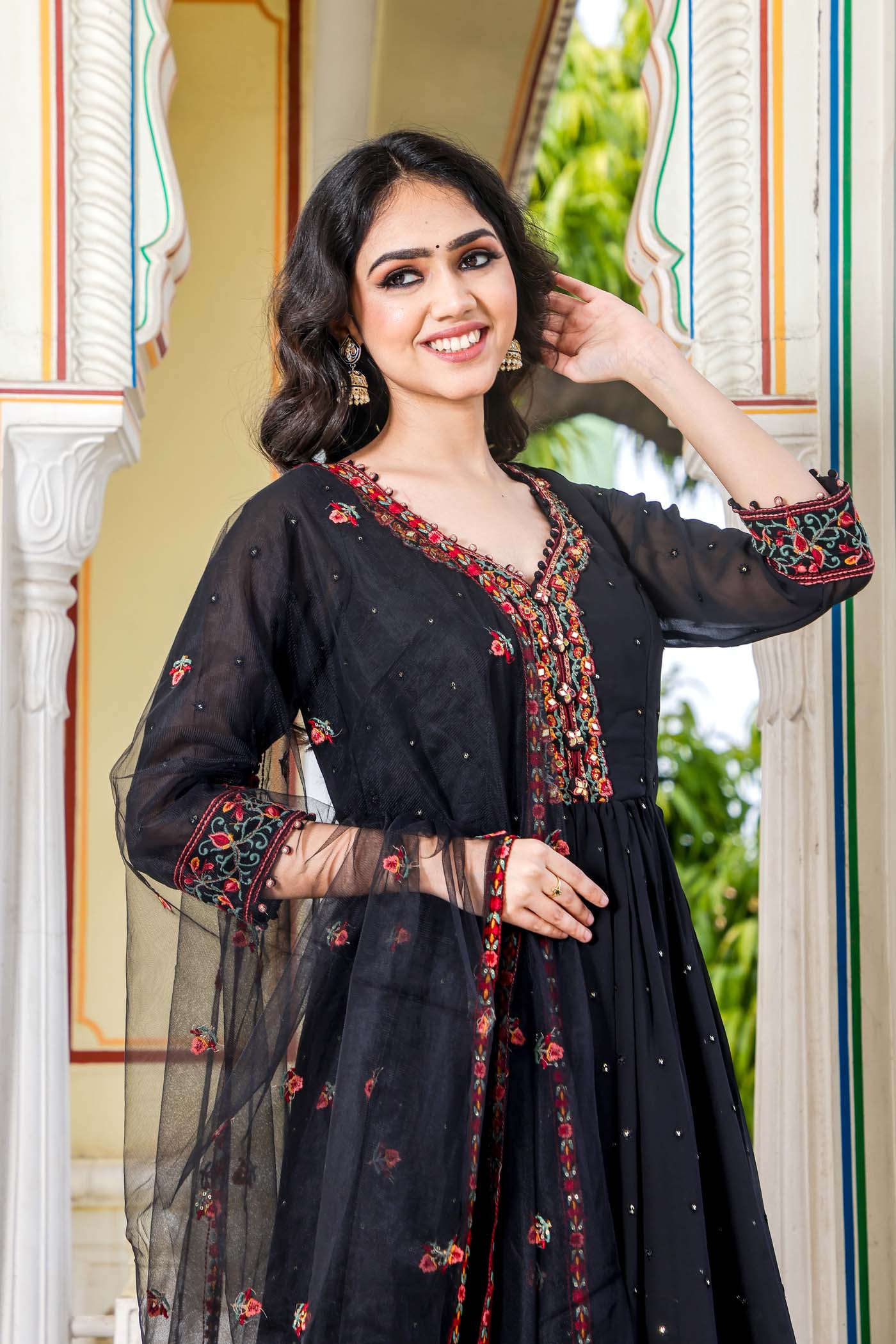 Black Anarkali Suit with Resham Work Shop Now Ladlee Direct
