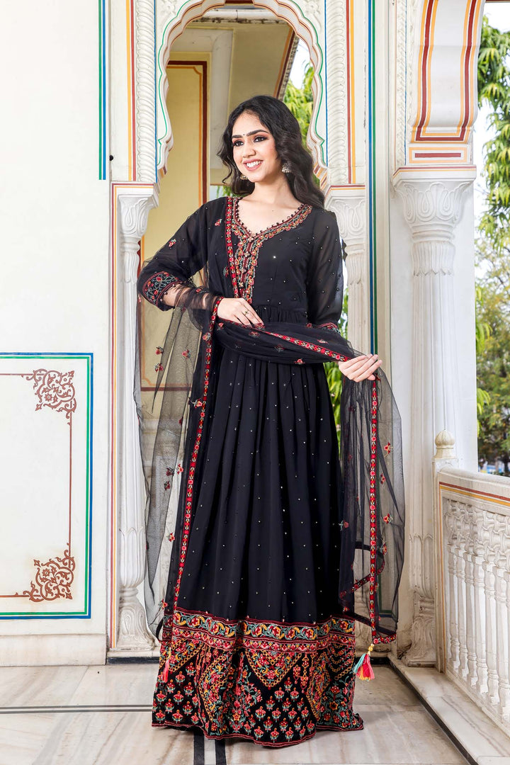 Black Anarkali Suit with Resham Work