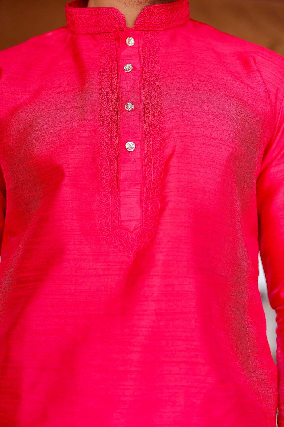 Pink Dupion Silk Kurt Suit.