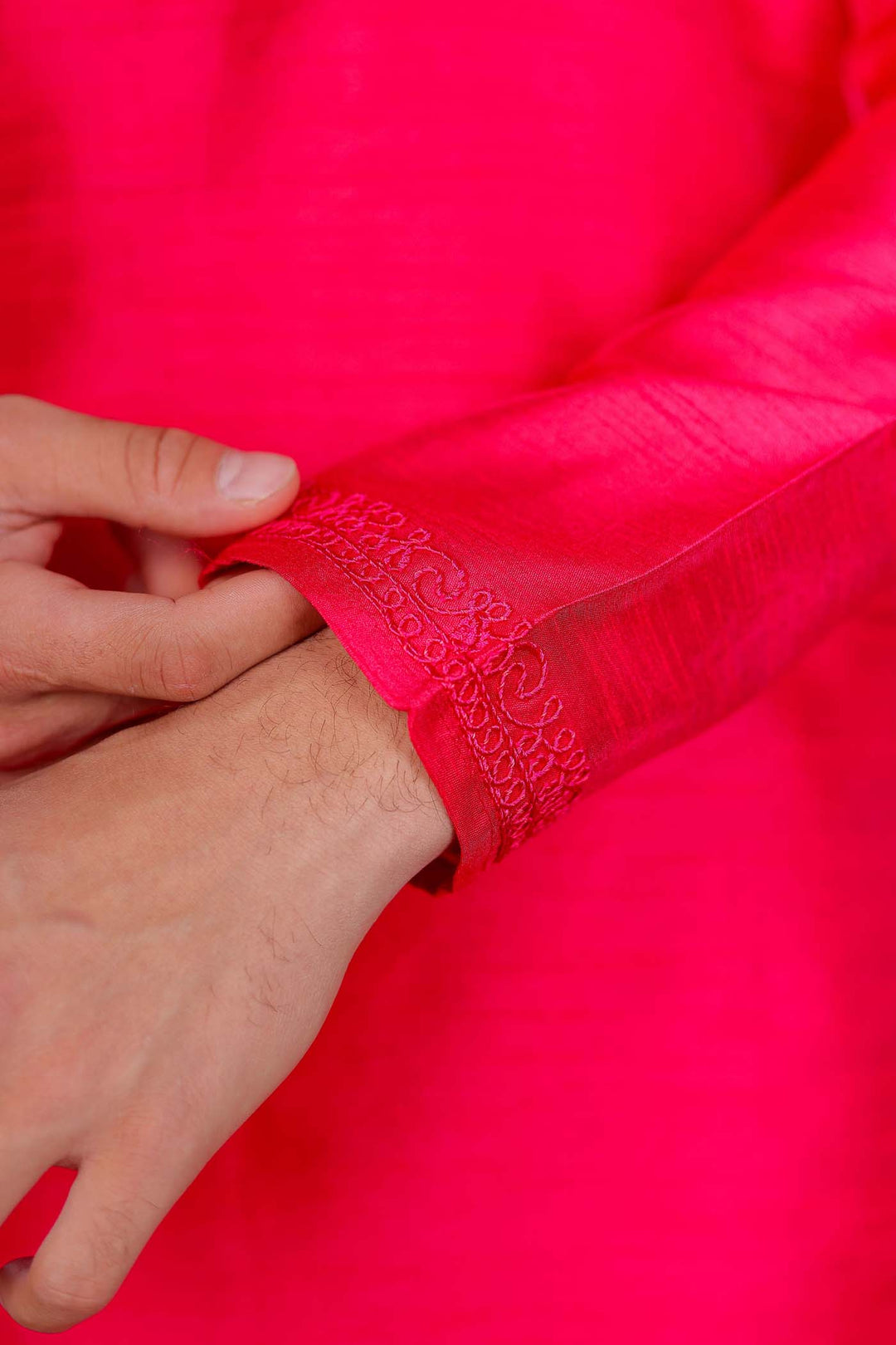 Pink Dupion Silk Kurt Suit.