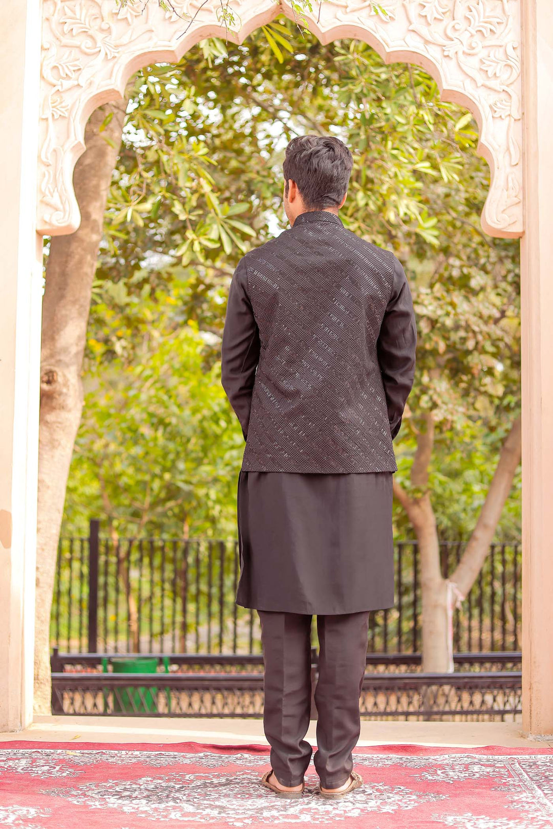 Black Soft Silk Jacket And Kurta Suit