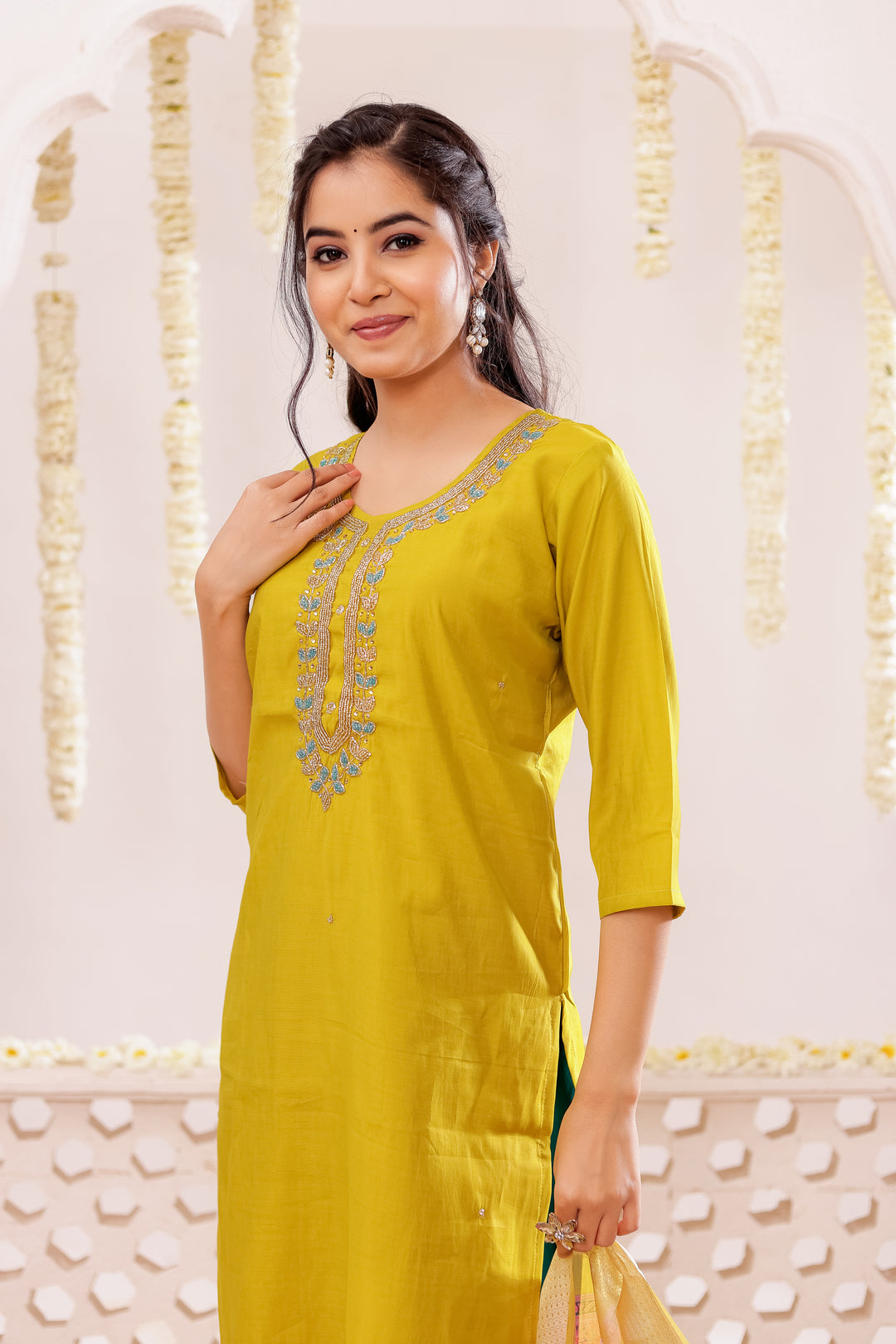 Mustard Soft Silk Straight Cut Kurta Set