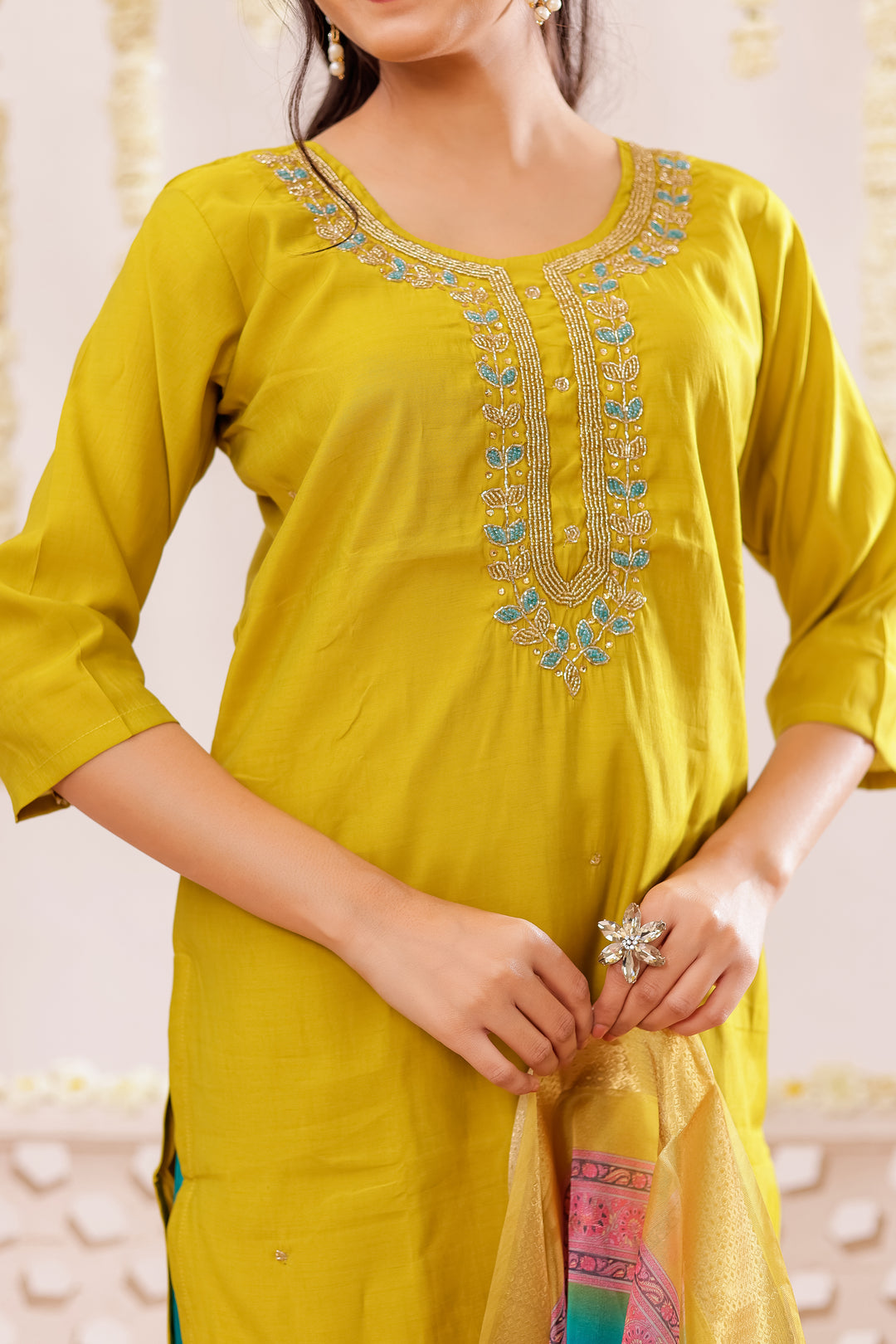 Mustard Soft Silk Straight Cut Kurta Set