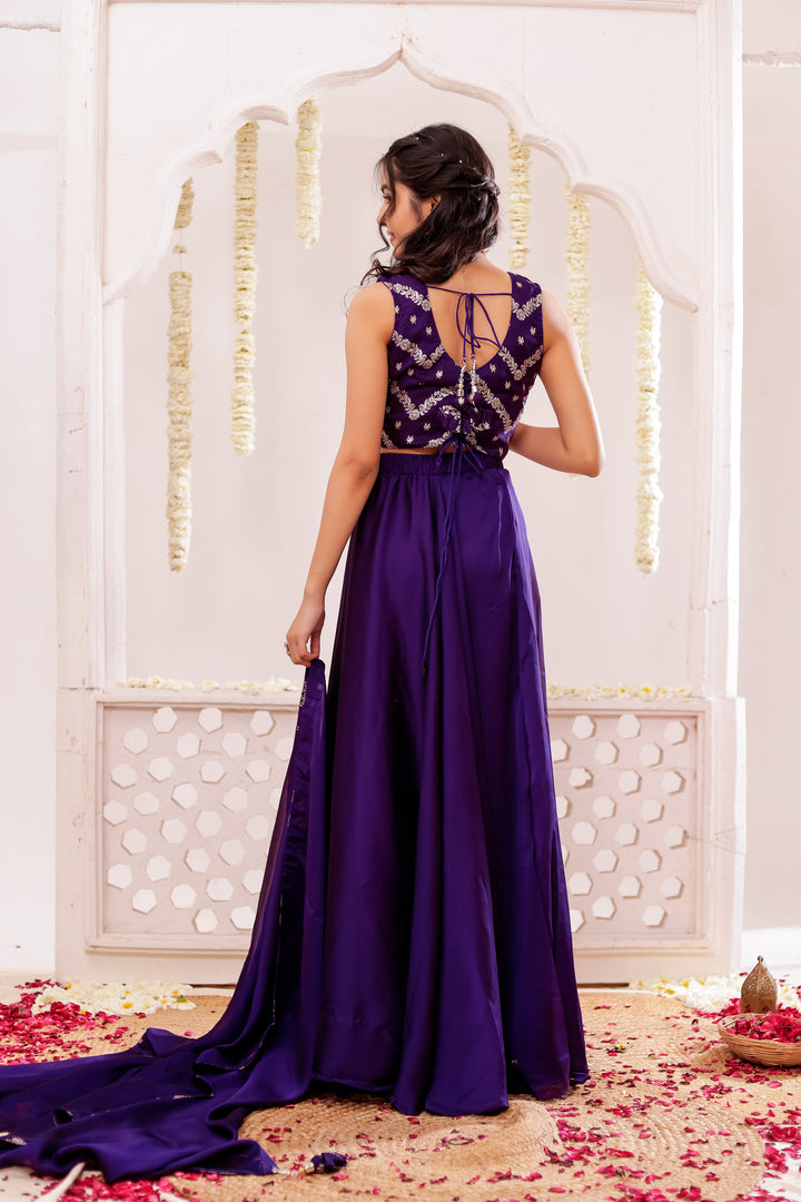 Purple Vichitra Silk Lengha Choli