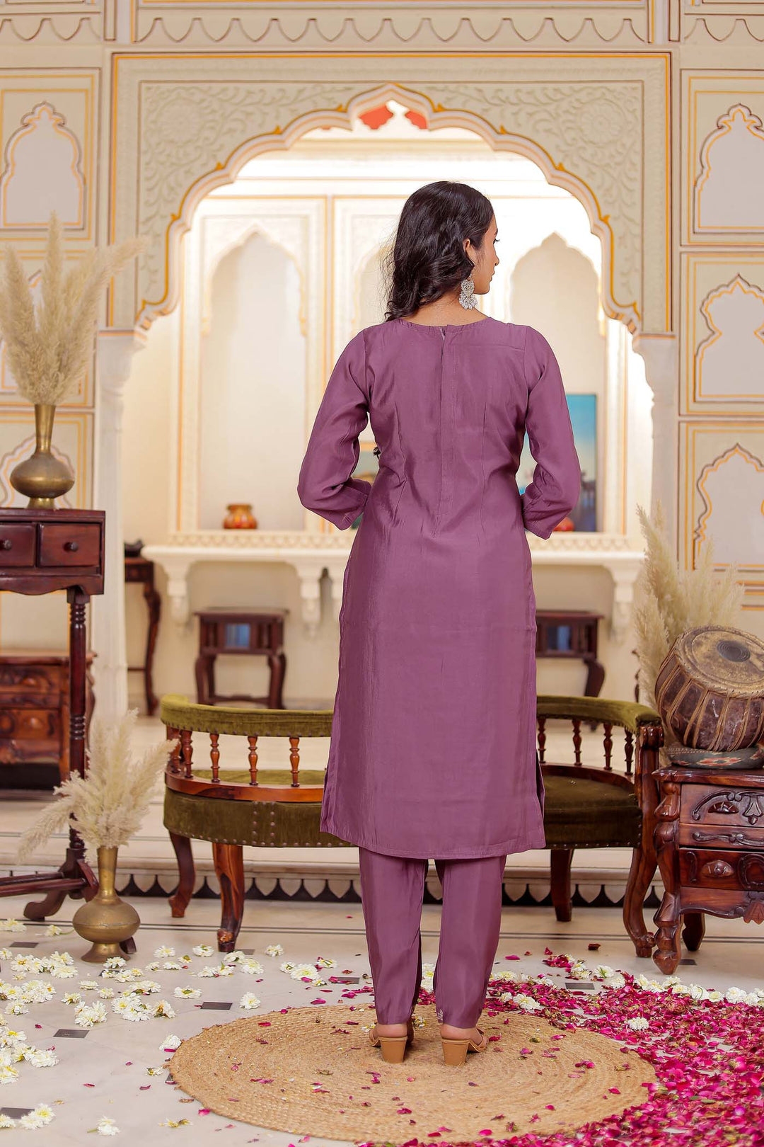 Lilac Soft Silk Straight Cut Kurta Set