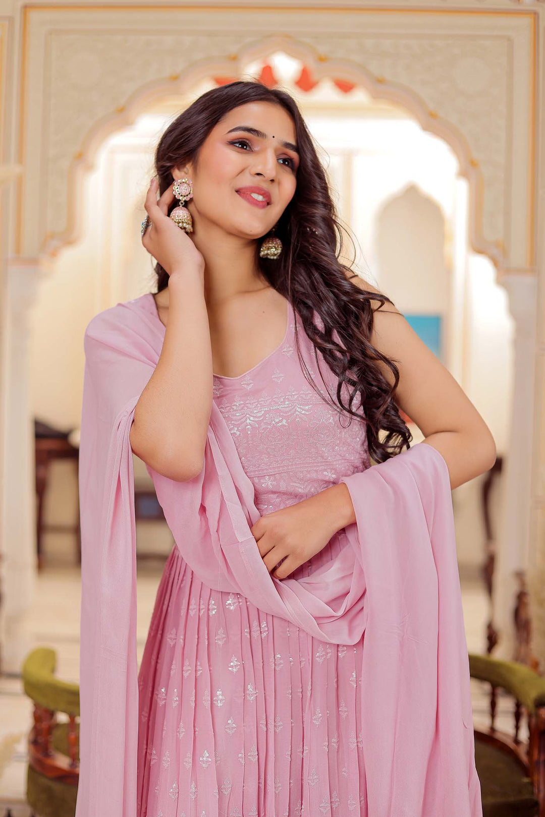 Dusty Pink Anarkali Suit | Ladlee Direct Dusty Pink Anarkali Suit | Ladlee Direct