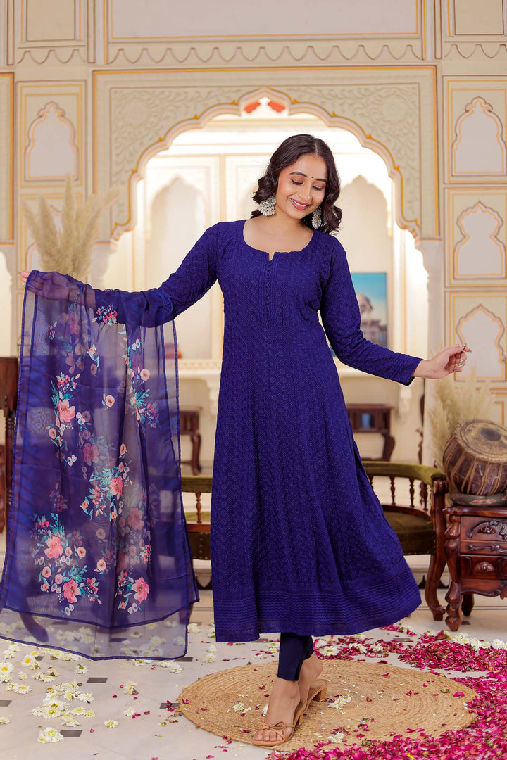 Navy Blue Anarkali Suit.