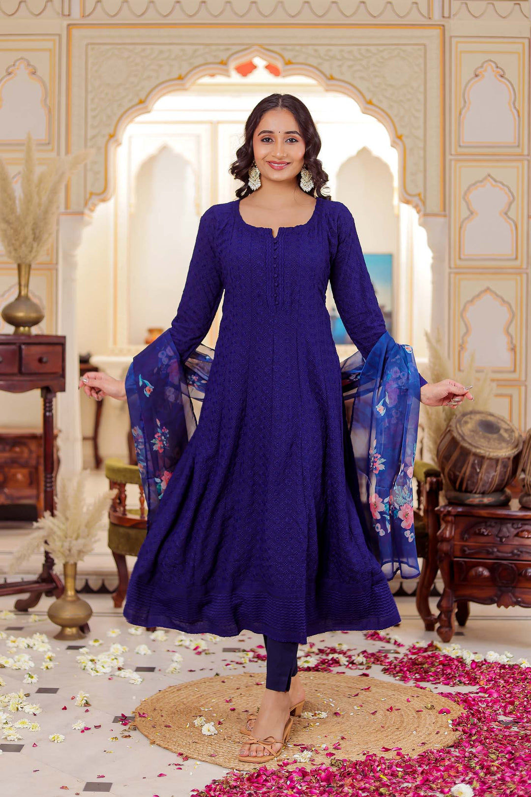 Navy Blue Anarkali Suit.