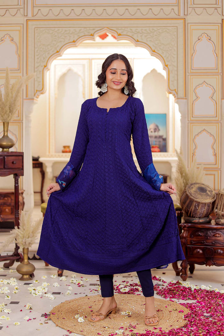 Navy Blue Anarkali Suit.