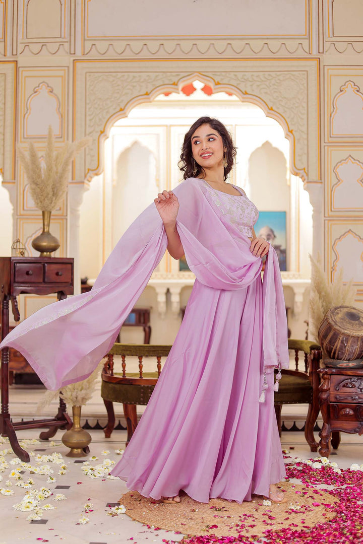 Lilac Palazzo Choli Set.