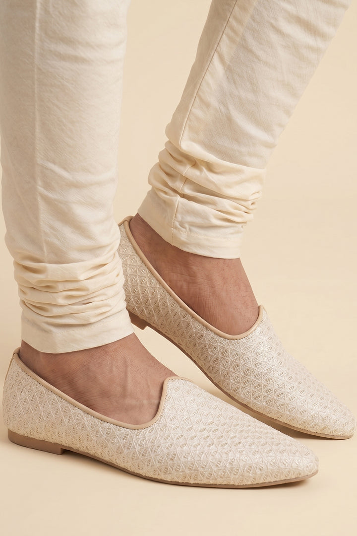 Cream Mens lucknowi work shoes.