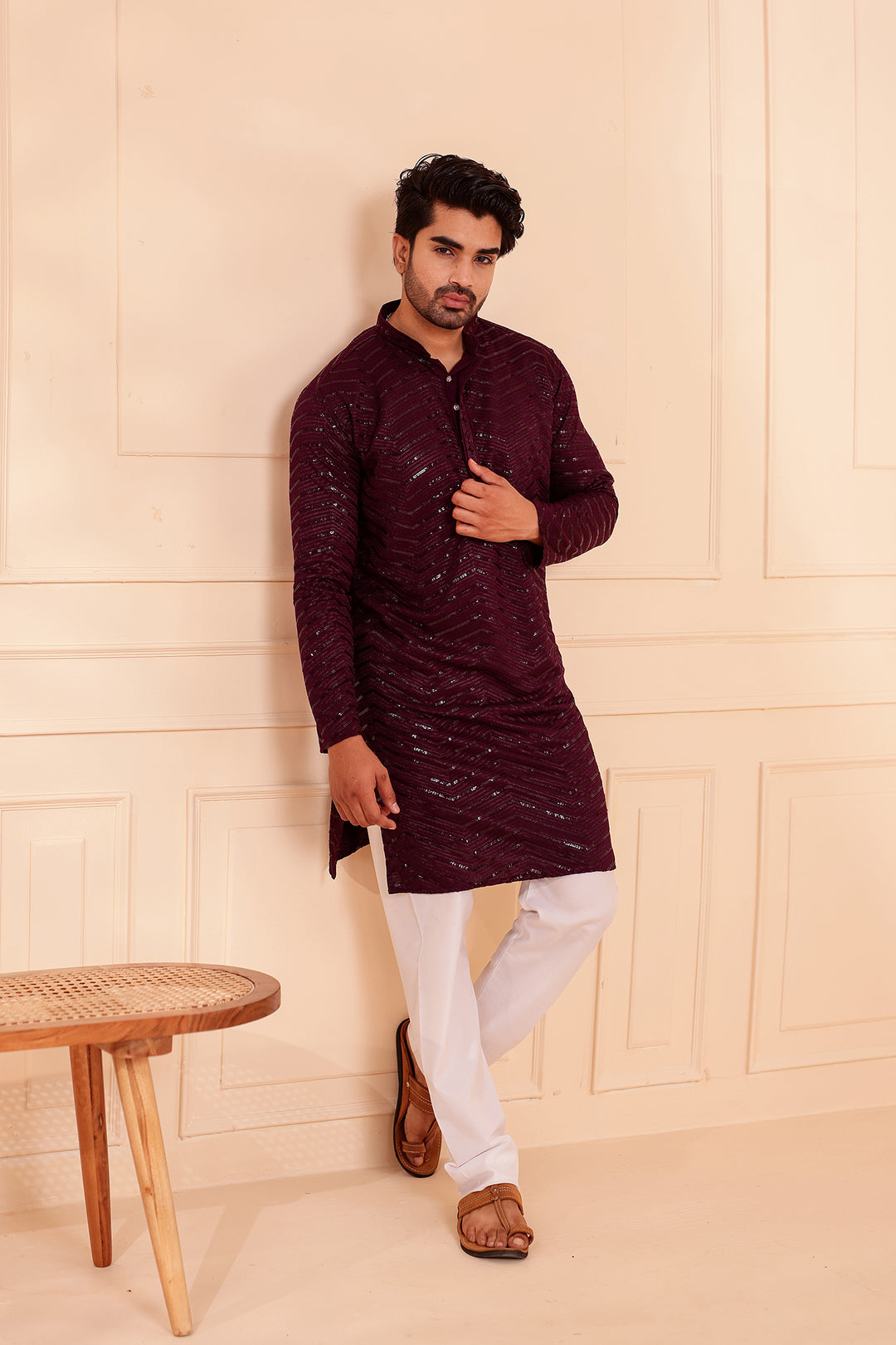 plum kurta suit
