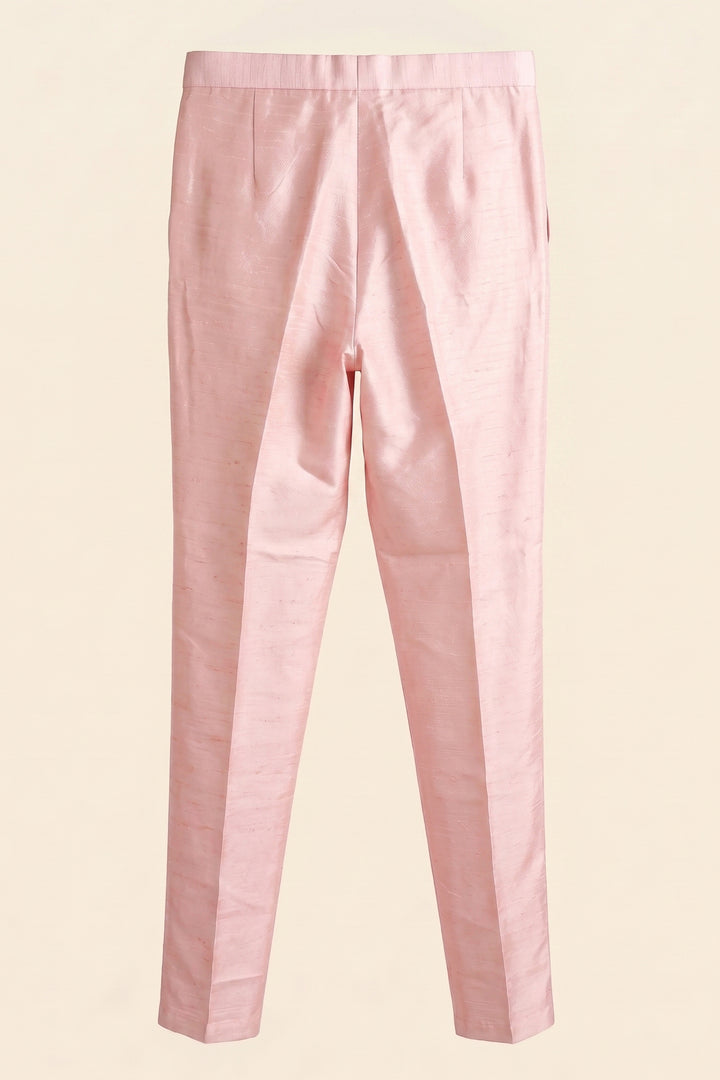 Light Pink Mens Raw silk Trousers.