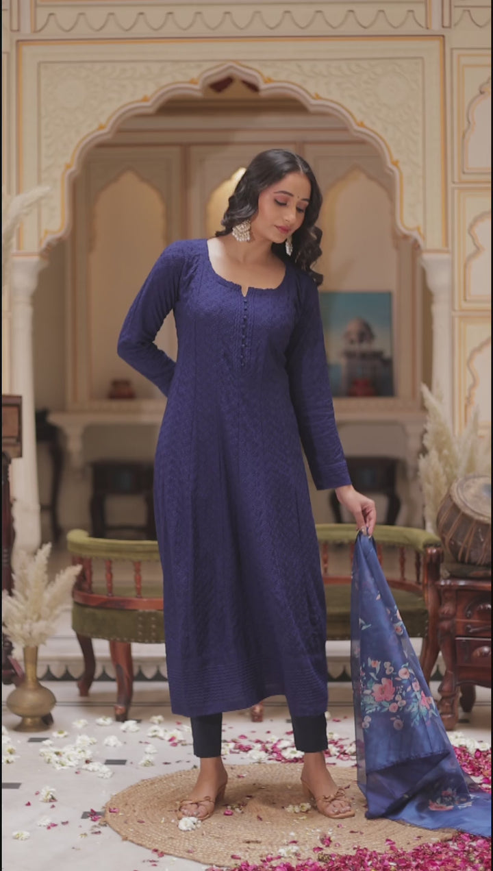 Navy Blue Anarkali Suit.