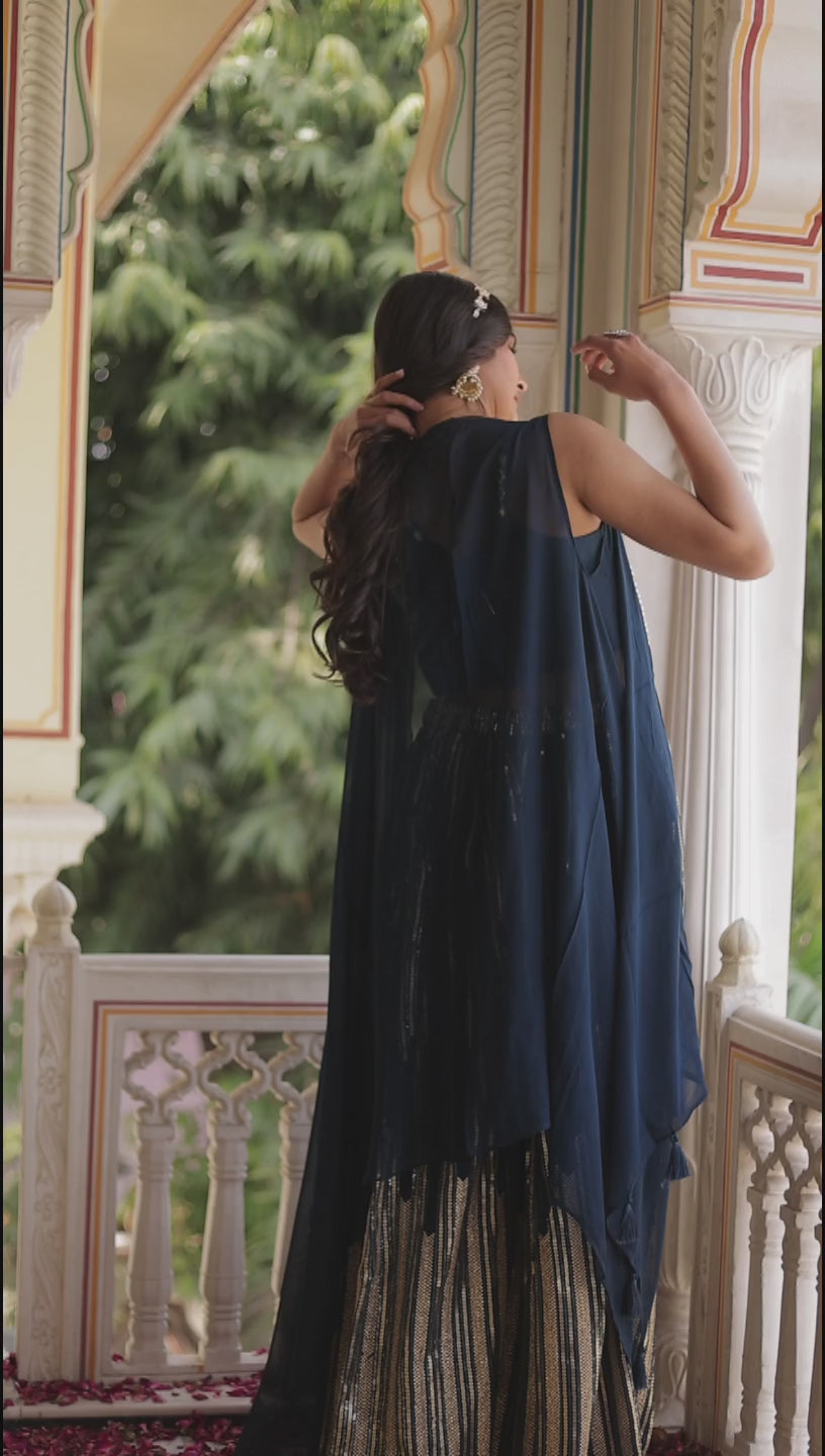 Navy Blue flared palazzo suit