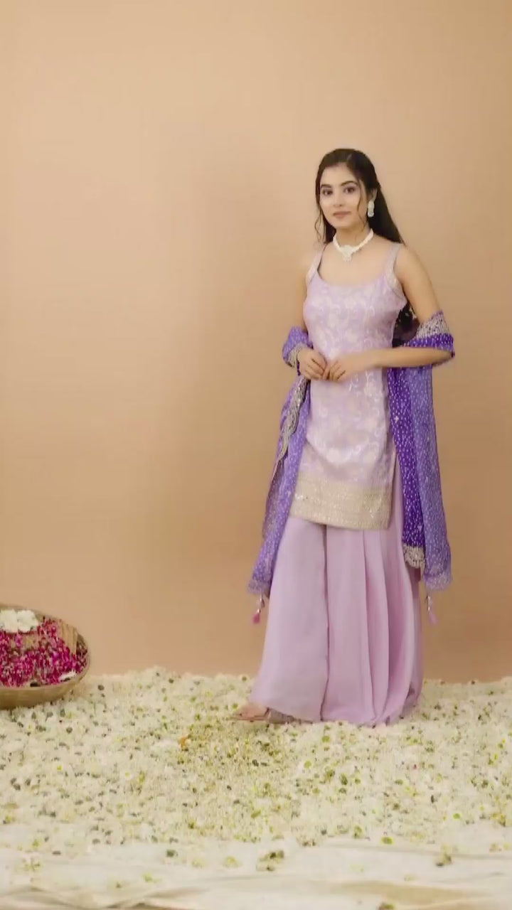 Lilac/Purple Georgette Sharara