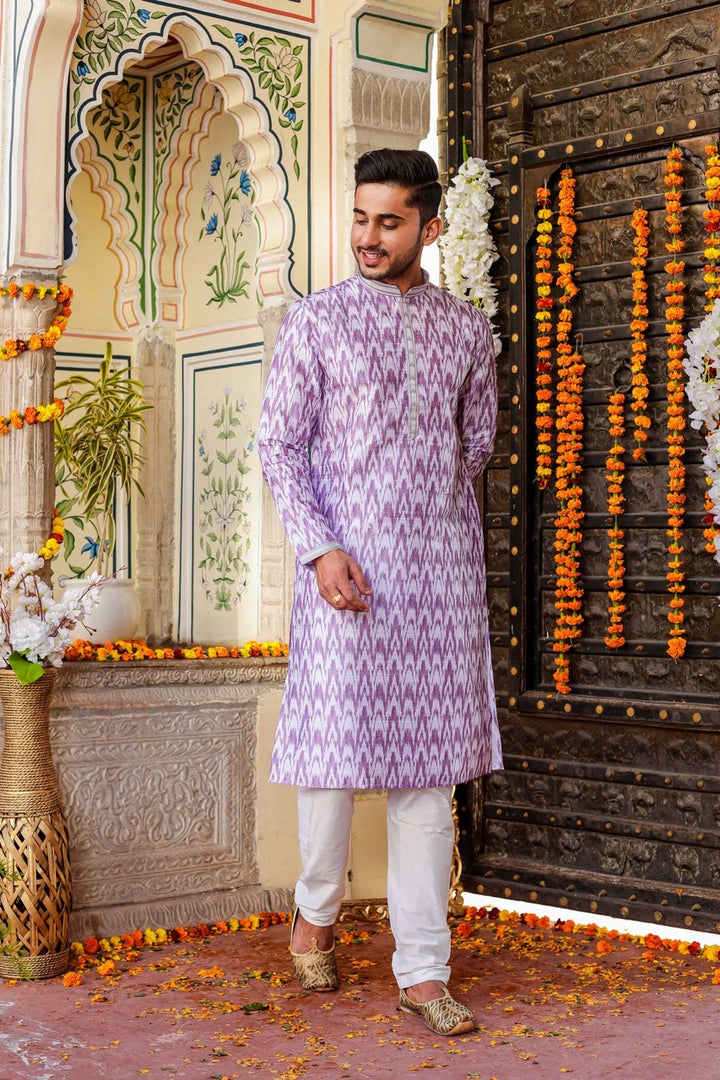 Lilac Raw Silk Kurta Suit.