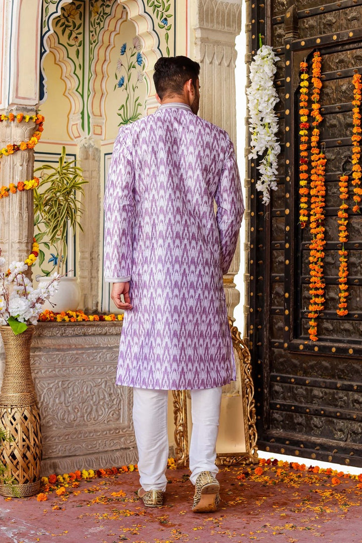 Lilac Raw Silk Kurta Suit.