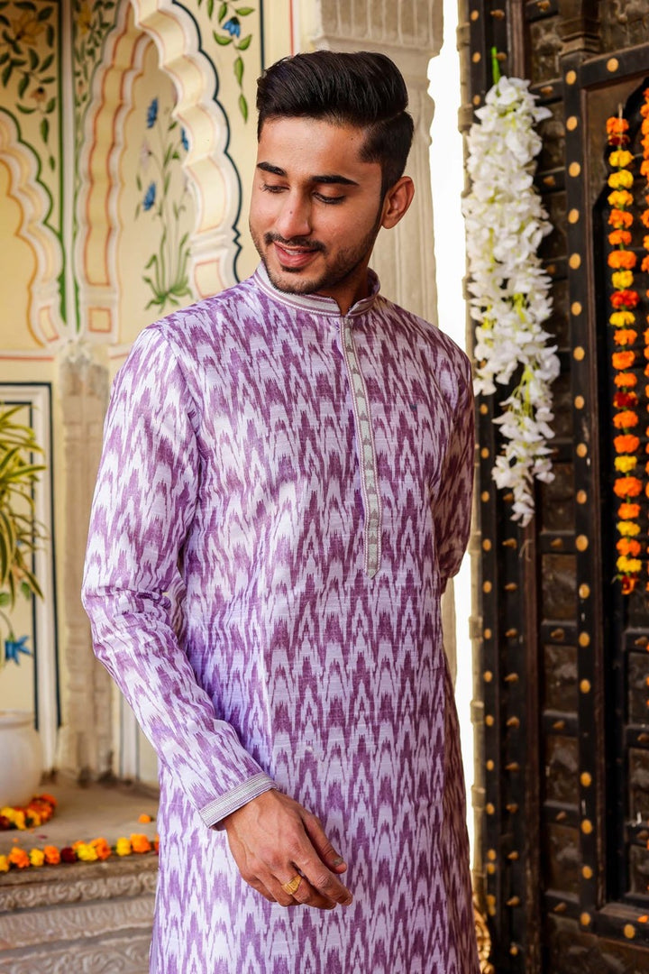 Lilac Raw Silk Kurta Suit.