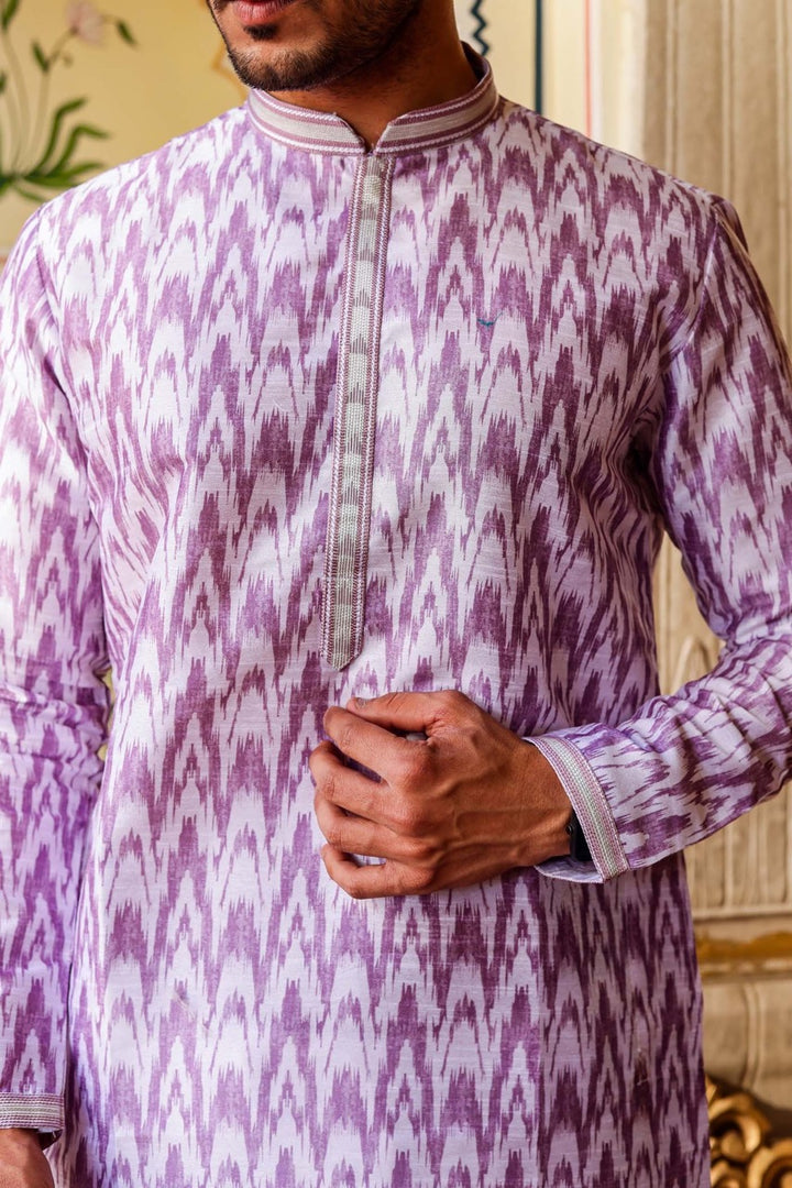 Lilac Raw Silk Kurta Suit.