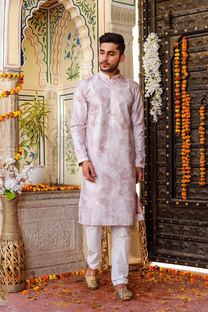 Lavander Dupion Silk Kurta Suit