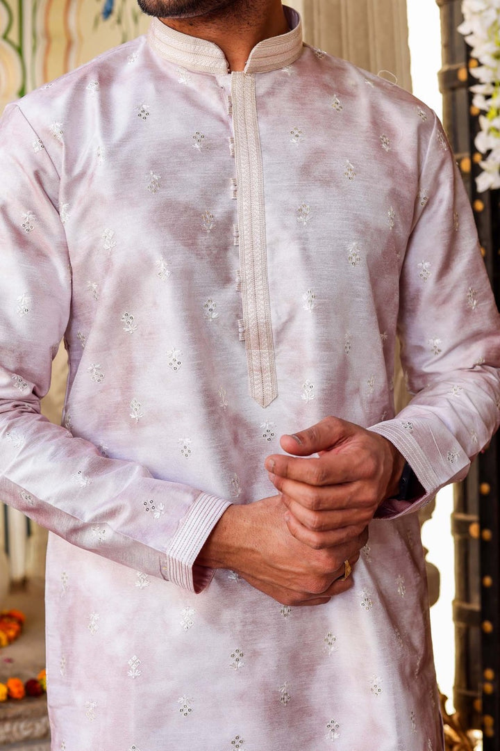 Lavander Dupion Silk Kurta Suit