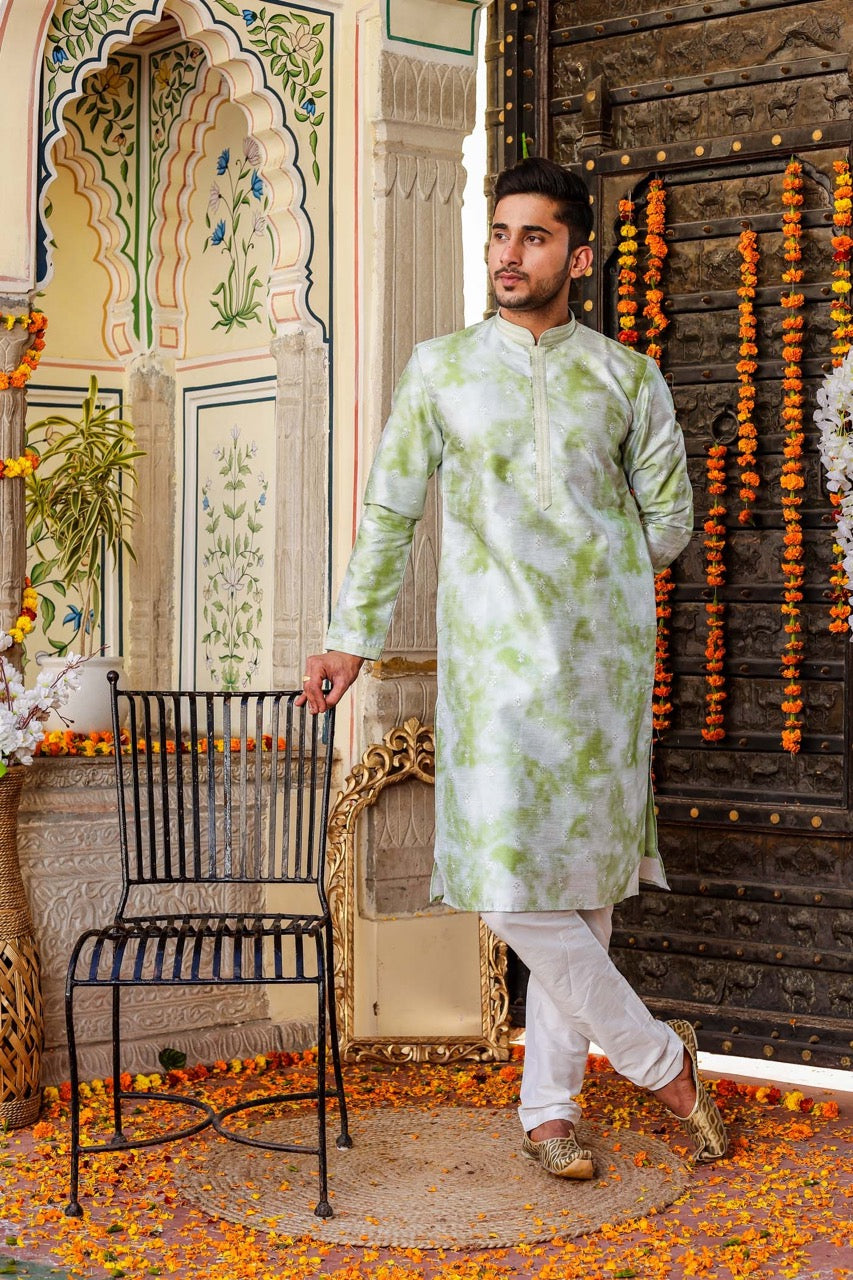 Mint Green Dupion Silk Kurta Suit