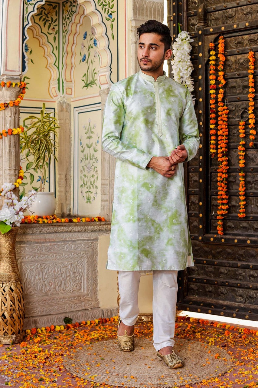 Mint Green Dupion Silk Kurta Suit