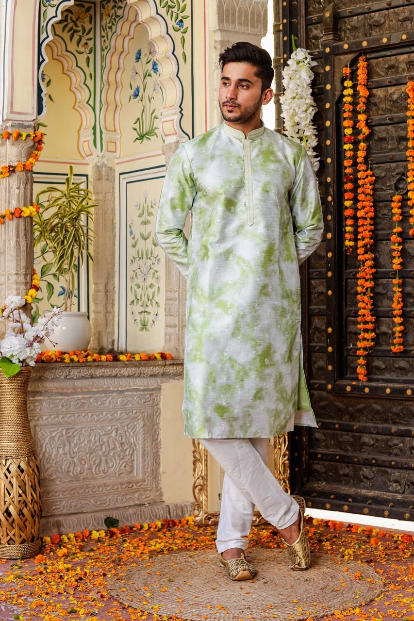 Mint Green Dupion Silk Kurta Suit