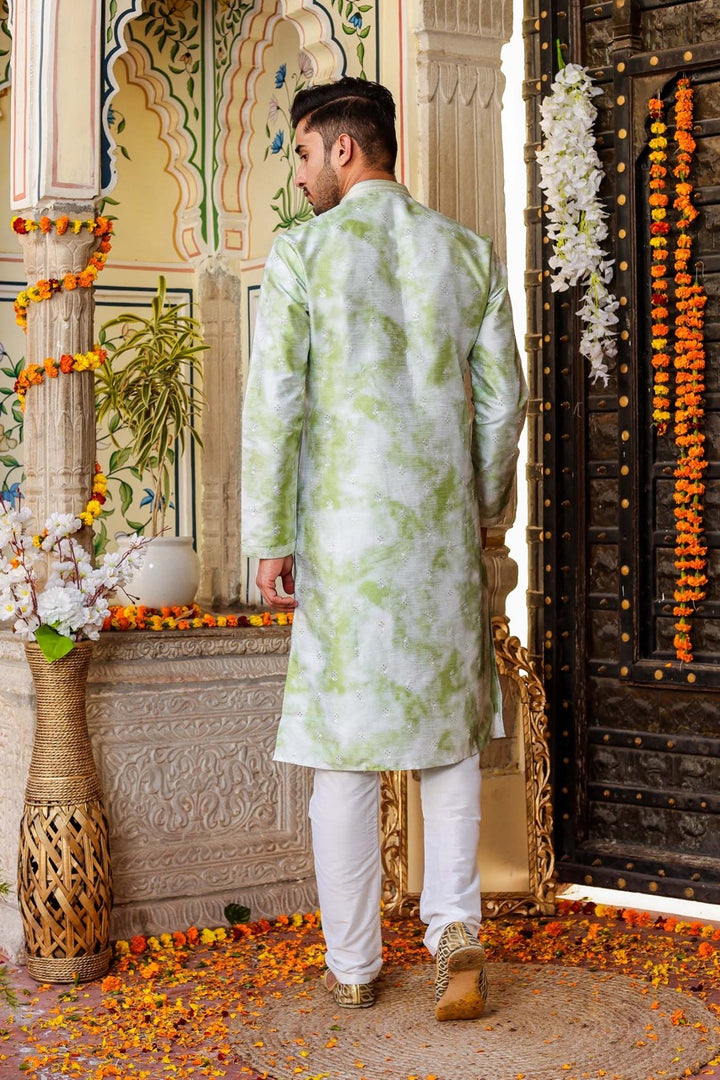 Mint Green Dupion Silk Kurta Suit