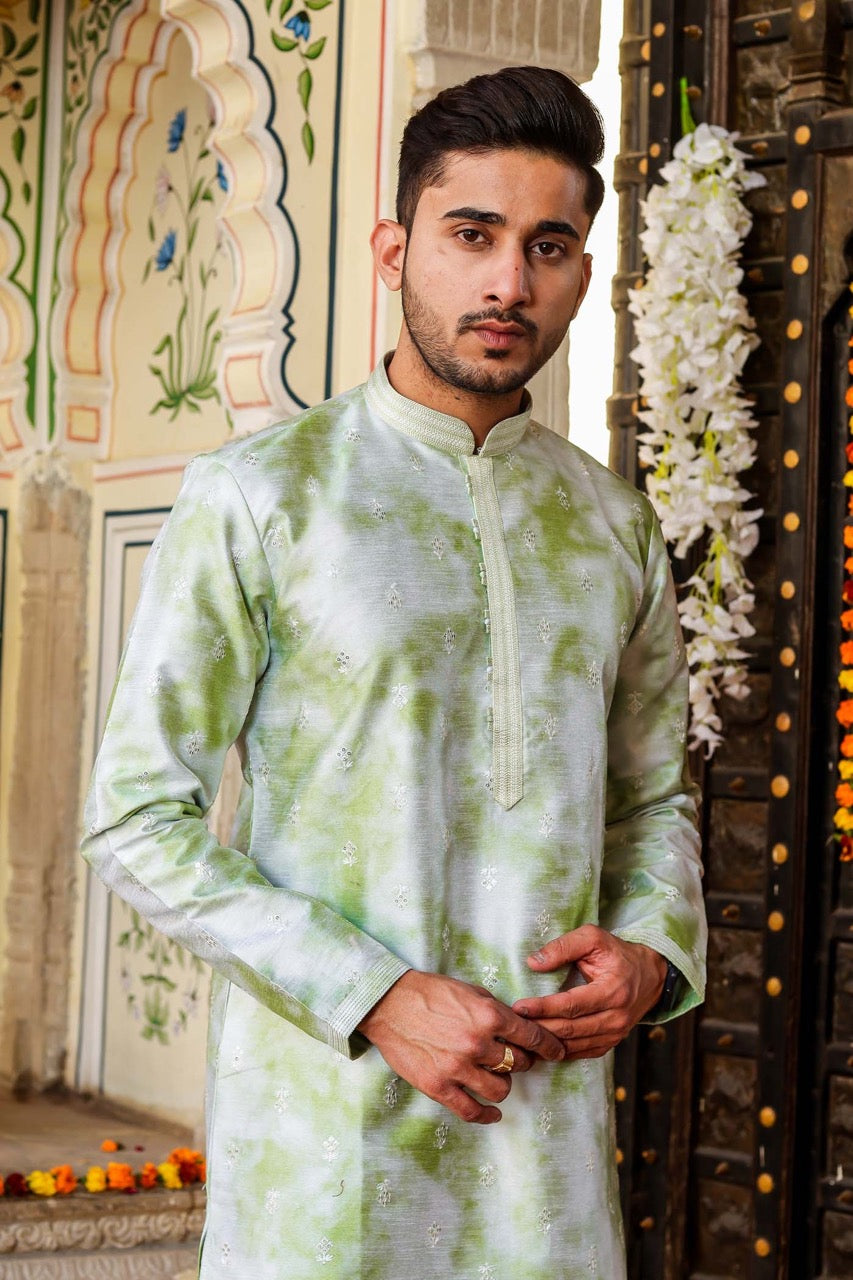 Mint Green Dupion Silk Kurta Suit