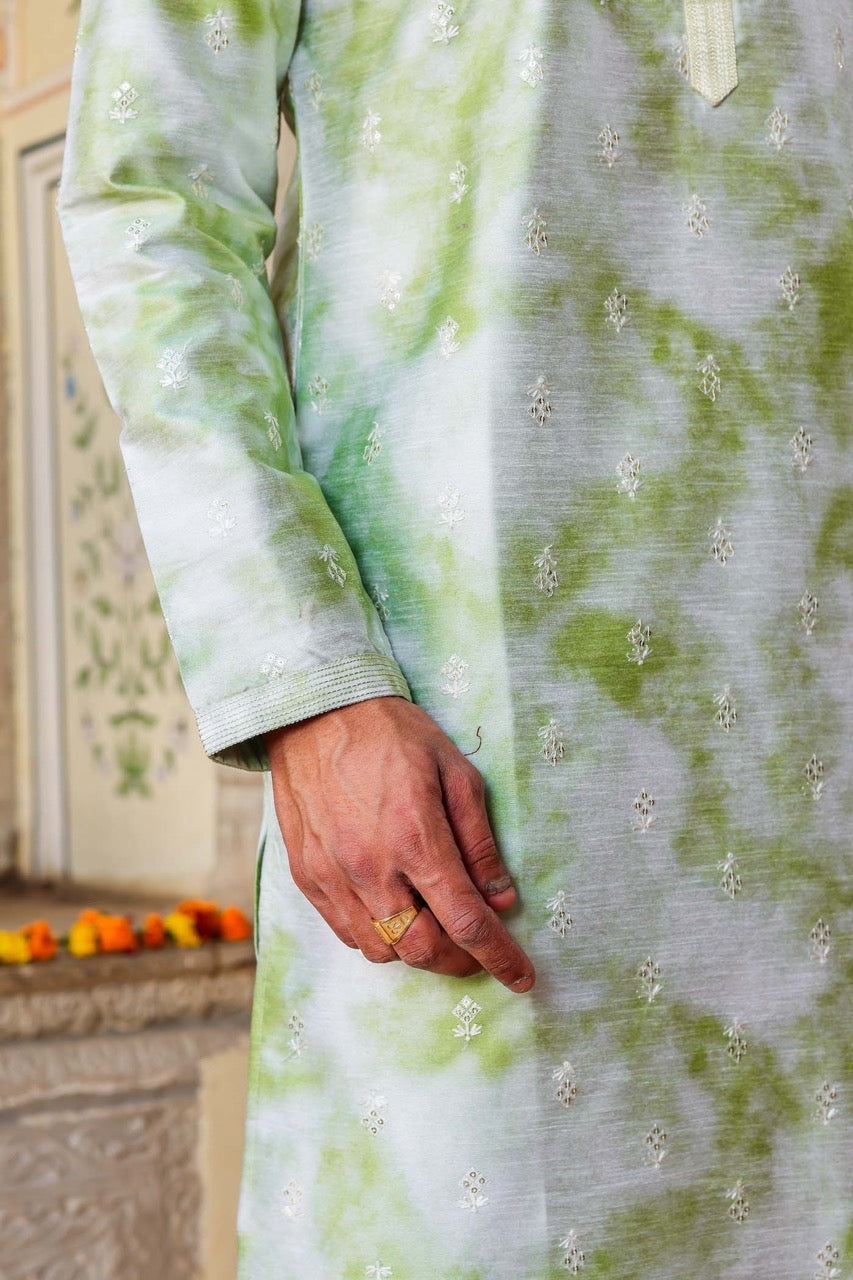 Mint Green Dupion Silk Kurta Suit