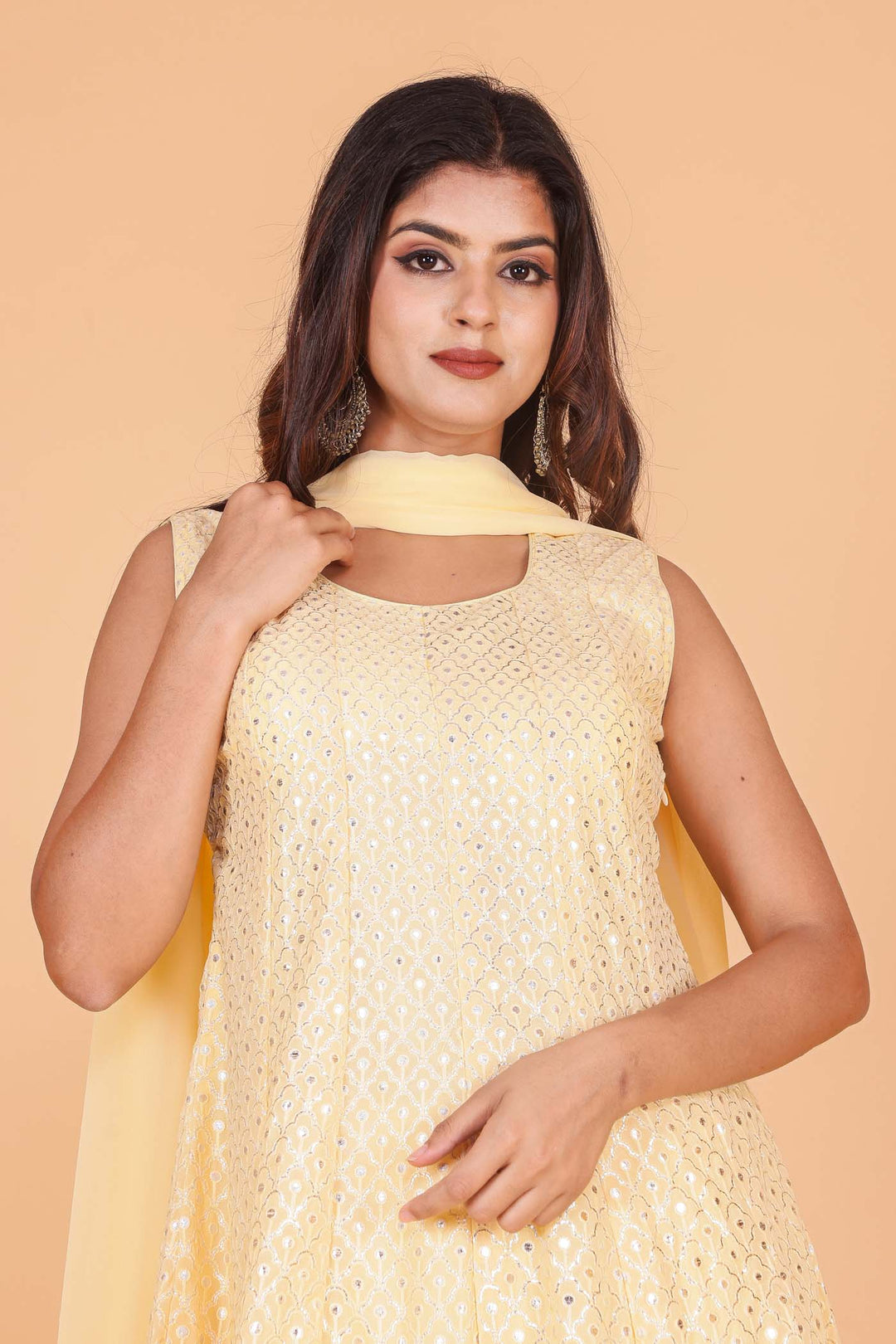 Light Yellow Designer Georgette Anarkali Suit