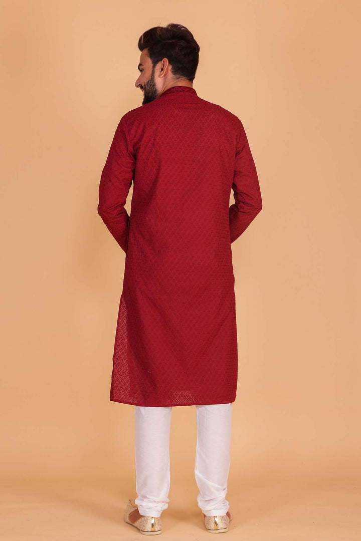 Maroon Luckhnowi kurta suit