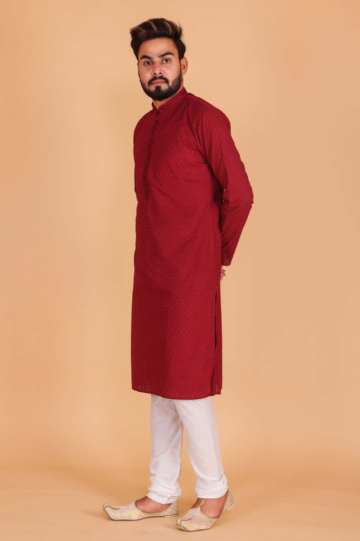 Maroon Luckhnowi kurta suit