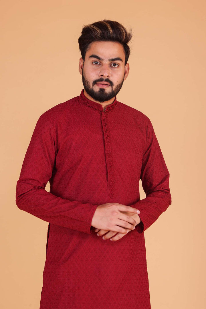 Maroon Luckhnowi kurta suit