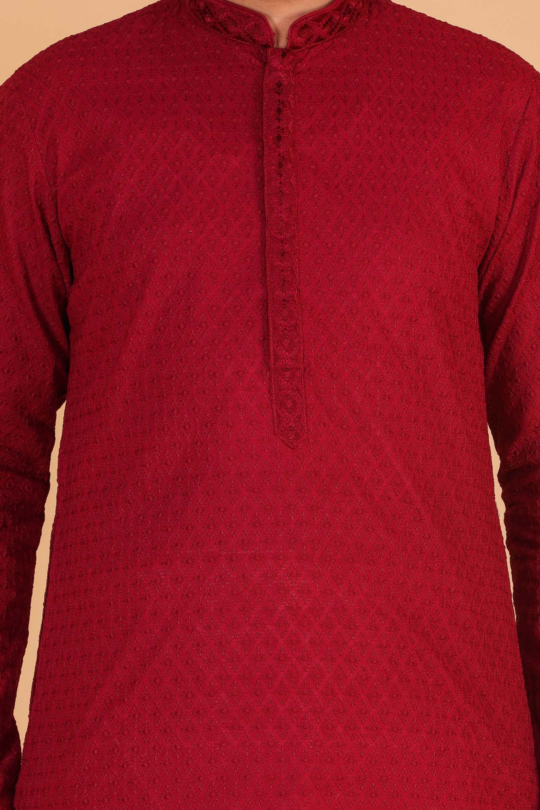 Maroon Luckhnowi kurta suit