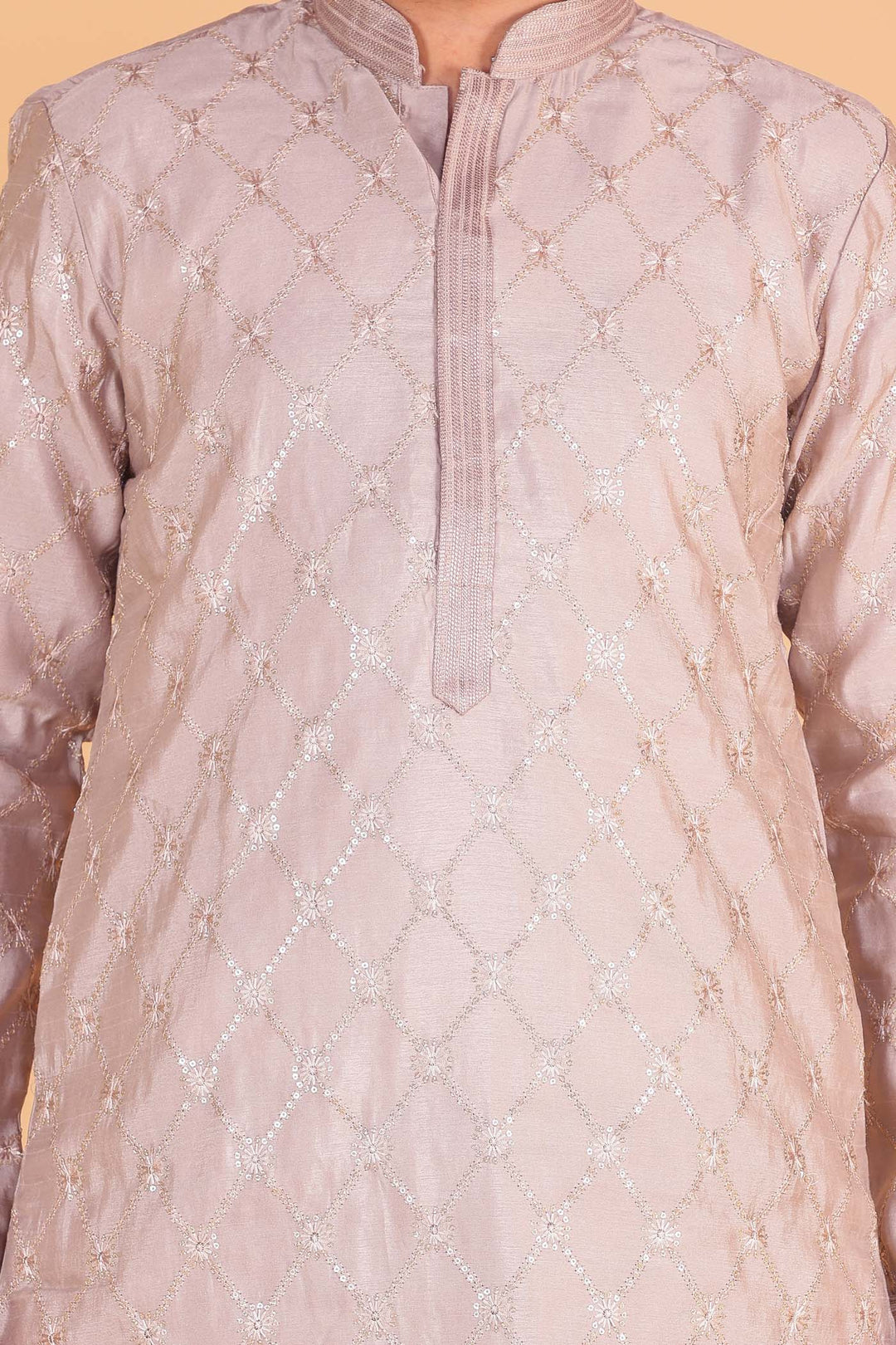 Stone Soft Silk Kurta Suit with Sequin and Thread Work
