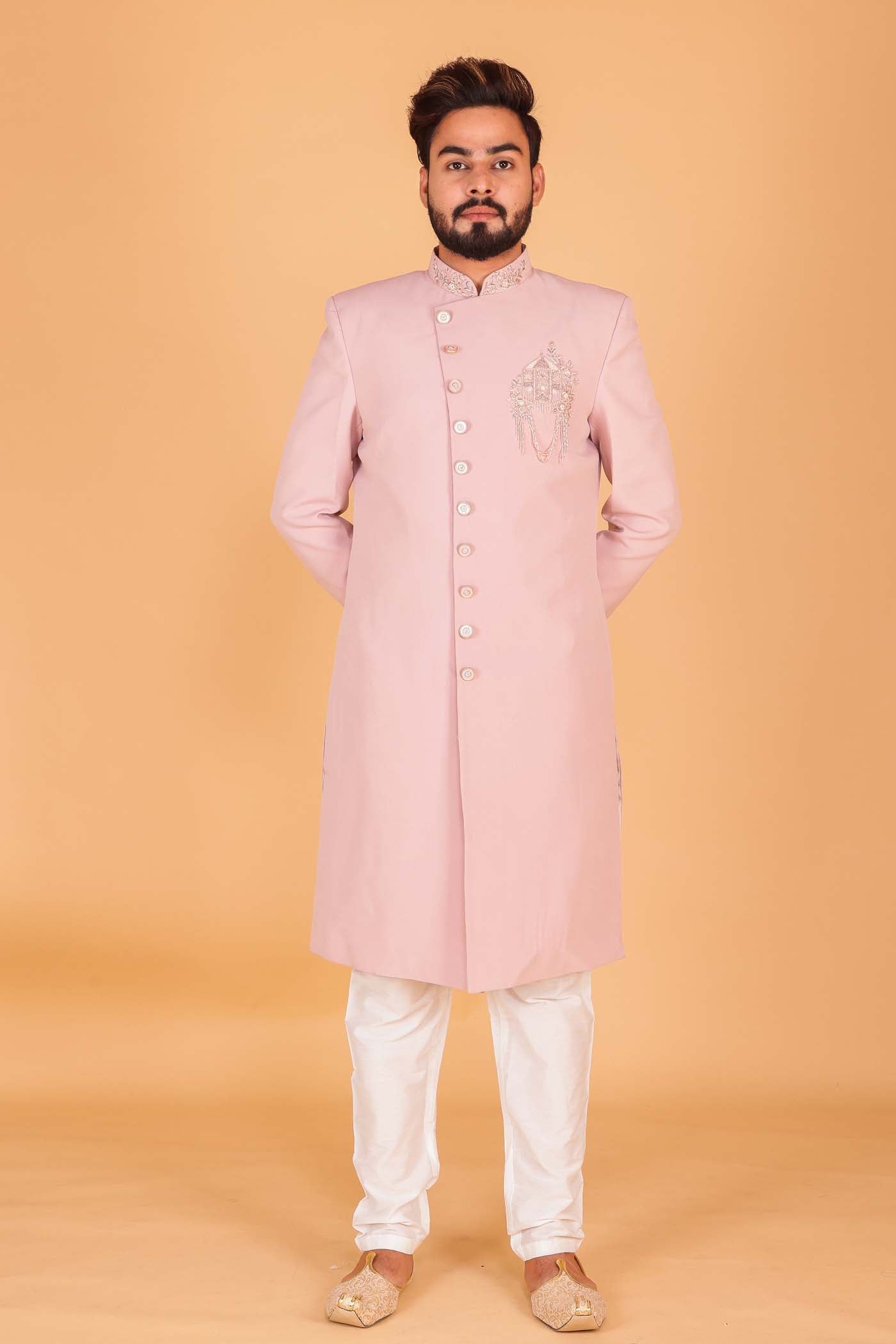 Pink sherwani for wedding sales