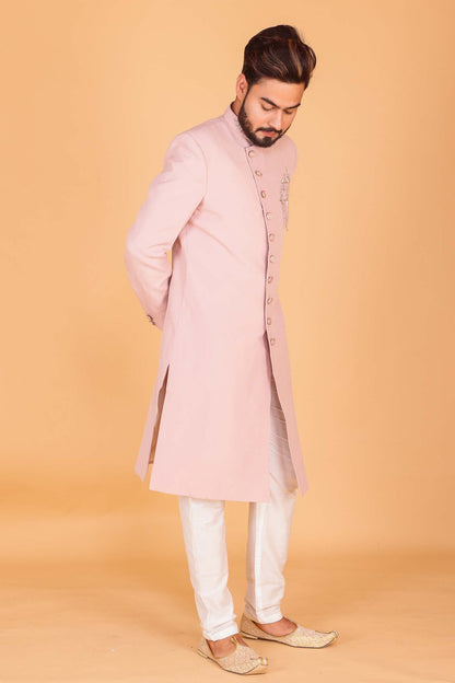 Dusty Pink Sherwani Suit.