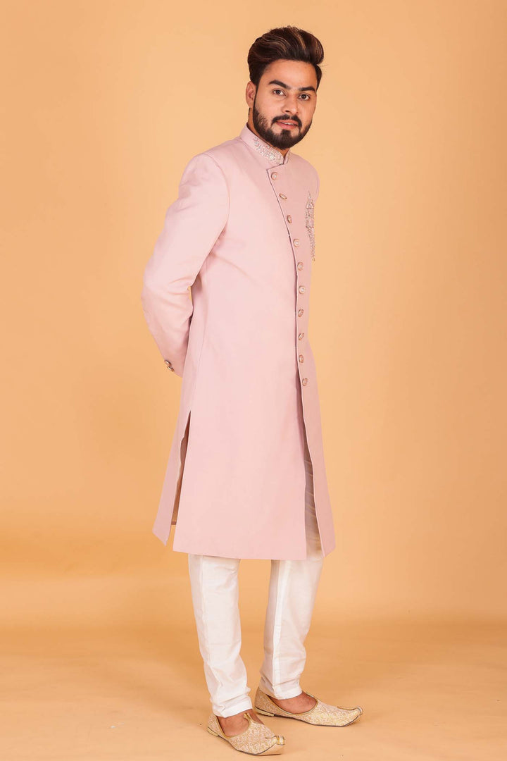 Dusty Pink Sherwani Suit.